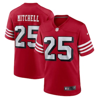 mens nike elijah mitchell scarlet san francisco 49ers altern